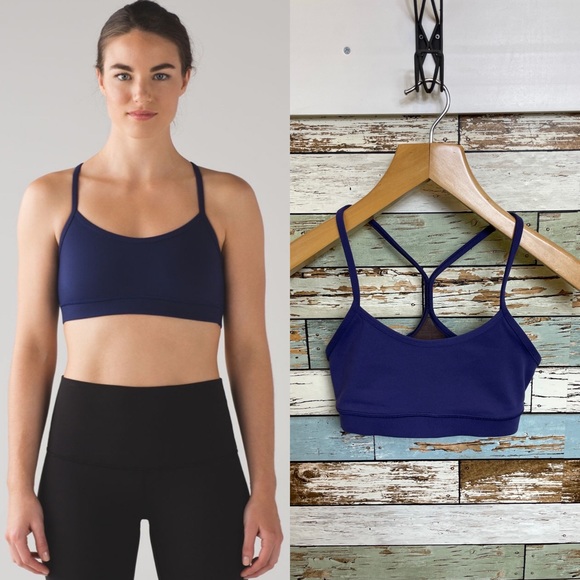 Women’s Lululemon Flow Y Bra IV Hero Blue Yoga Sports Bra Racerback Size 4 - Picture 1 of 5
